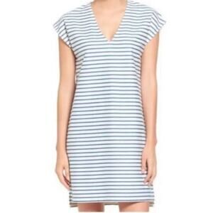 Madewell Vacancies T Shirt Dress Blue Ivory Striped V-neck Cap Sleeve SZ XXS
